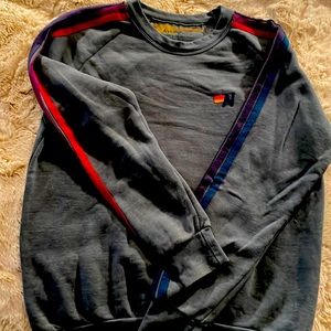 Women’s Aviator Nation Crew Sweatshirt sz small - charcoal grey w side stripes